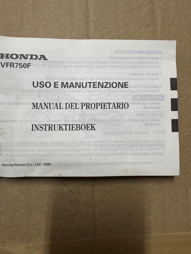 Manual Honda VFR750F Original Proprietário