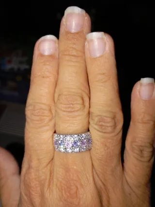 Anillo plata con piedras rosas y blancas