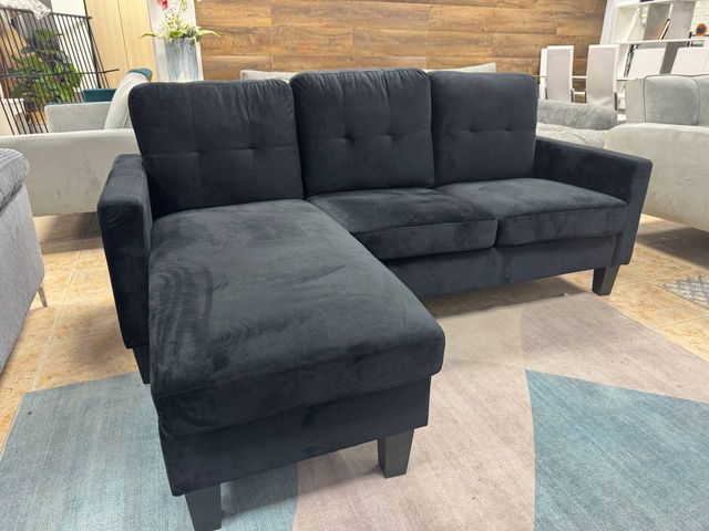 ¡NUEVO! Sofá Negro de 3 Plazas + Puf.