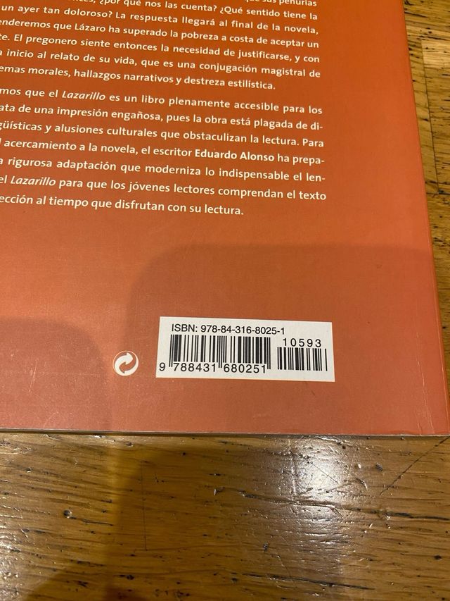 Libro El Lazarillo De Tormes