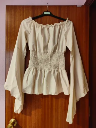 Blusa Renacentista Victoriana color Beige Talla M