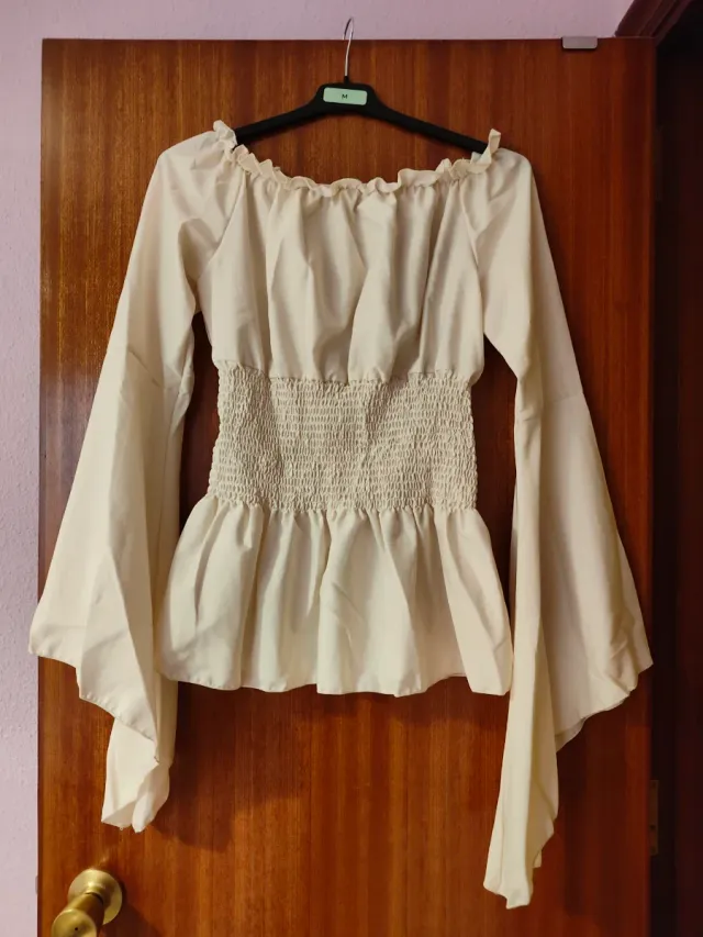 Blusa Renacentista Victoriana color Beige Talla M