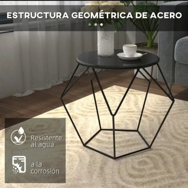 Mesa auxiliar geométrica metal y madera