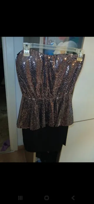 Abito paillettes elegante oro/argento e nero