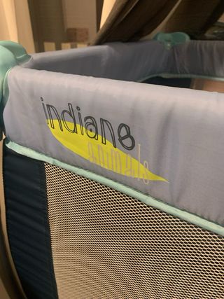 Cuna de viaje Olmitos azul y gris