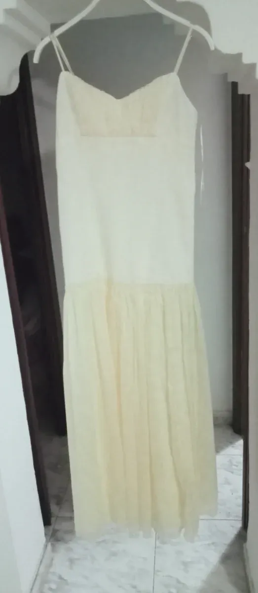 Vestido Moda Francesa de Sandro Tul Crema, T: S