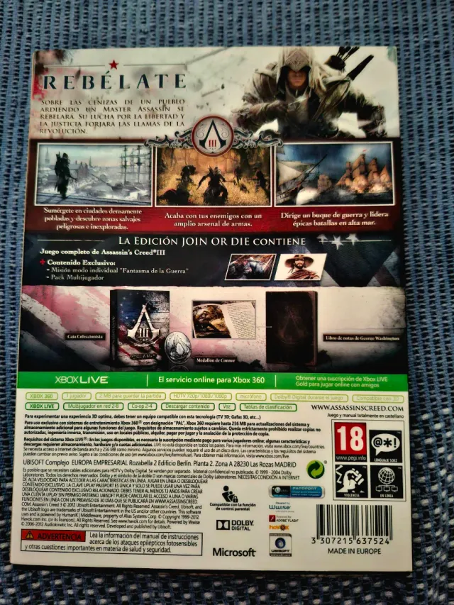 Assassin's Creed 3 XBOX 360 PAL ESPAÑA NUEVO