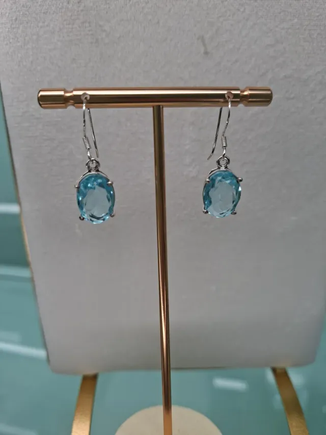 Pendientes Plata Ley 925 con Piedra Azul