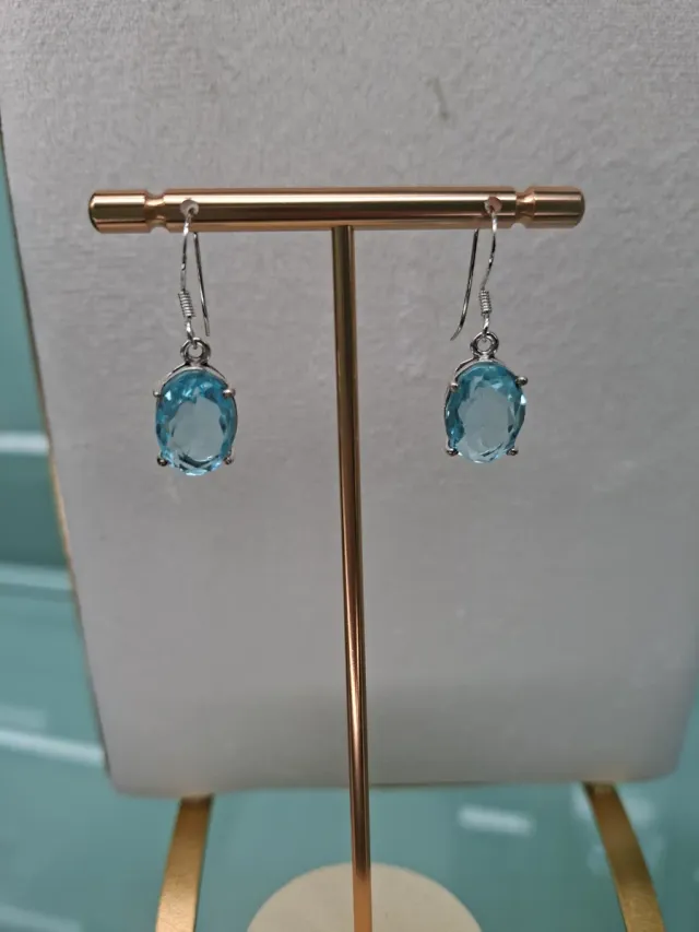 Pendientes Plata Ley 925 con Piedra Azul