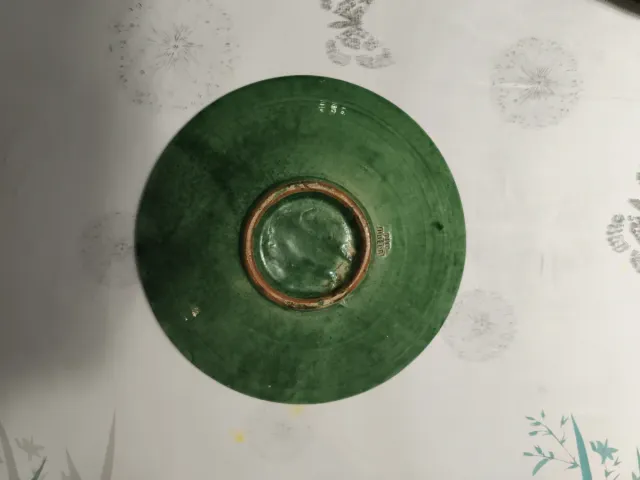 Plato decorativo cerámica verde oliva