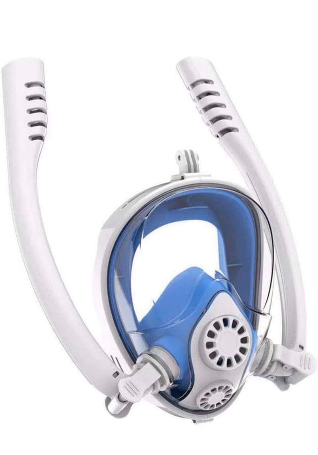 Máscara Snorkel Completa Cara Azul/Blanca