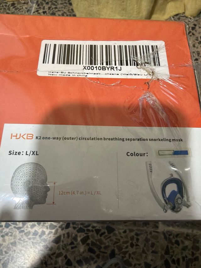 Máscara Snorkel Completa Cara Azul/Blanca