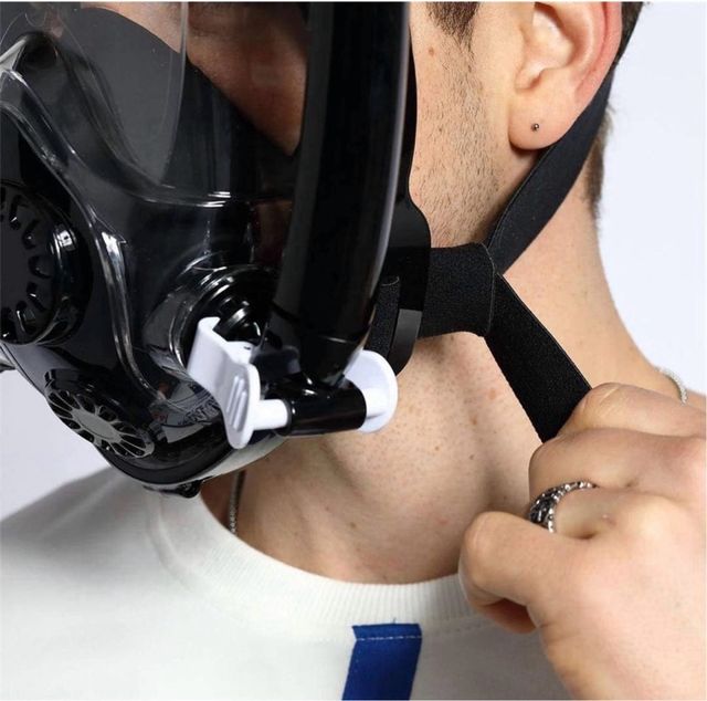 Máscara Snorkel Completa Cara Azul/Blanca