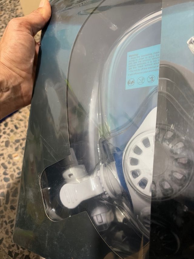 Máscara Snorkel Completa Cara Azul/Blanca