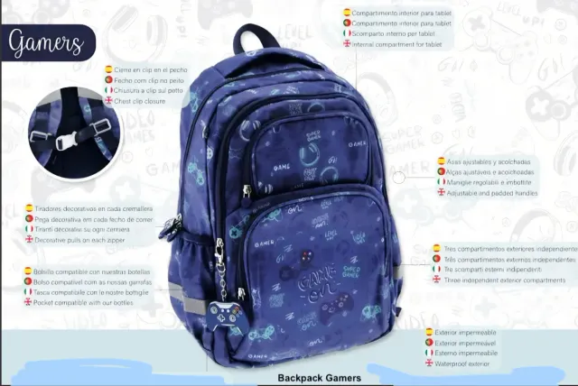 Mochila acolchada tablet+Estuche GAMERS 42x30x15