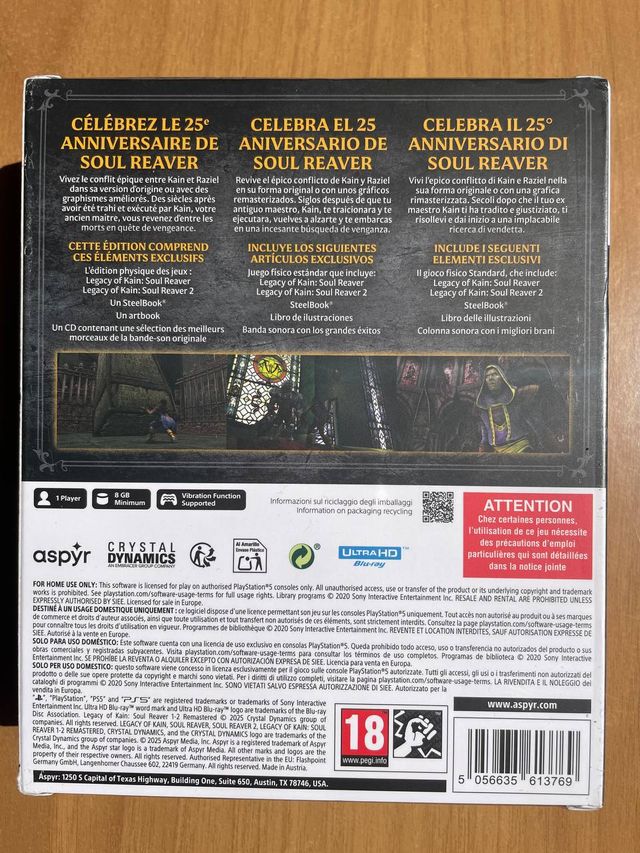 Soul Reaver 1 e 2 Remastered PS5  - NUOVO Sealed