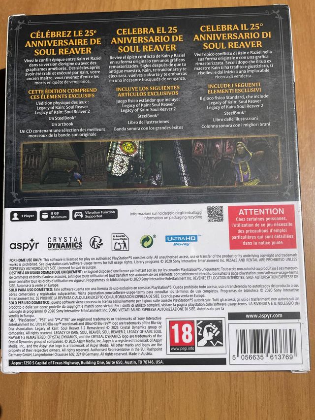 Soul Reaver 1 e 2 Remastered PS5  - NUOVO Sealed