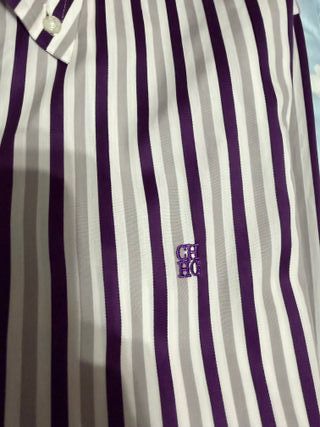 Camisa Carolina Herrera Rayas Morado y Blanco