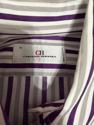 Camisa Carolina Herrera Rayas Morado y Blanco