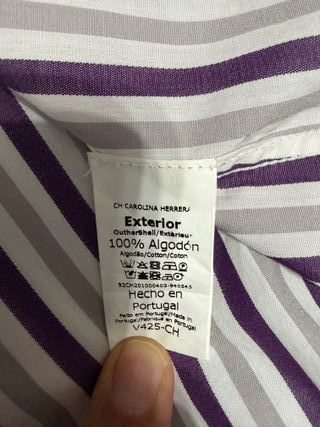 Camisa Carolina Herrera Rayas Morado y Blanco