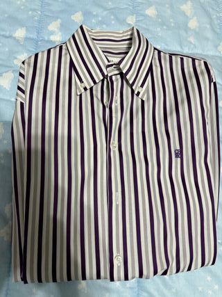 Camisa Carolina Herrera Rayas Morado y Blanco