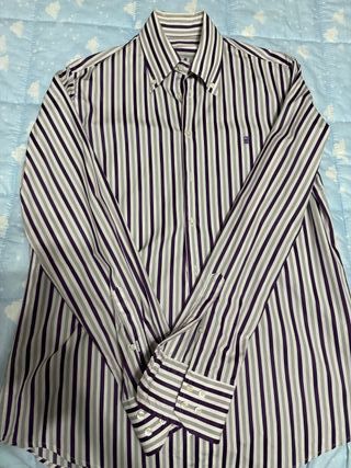 Camisa Carolina Herrera Rayas Morado y Blanco