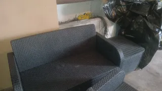 Conjunto Muebles Jardín Ratán Gris