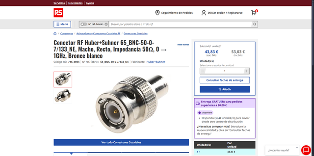 Connettore coassiale maschio/femmina