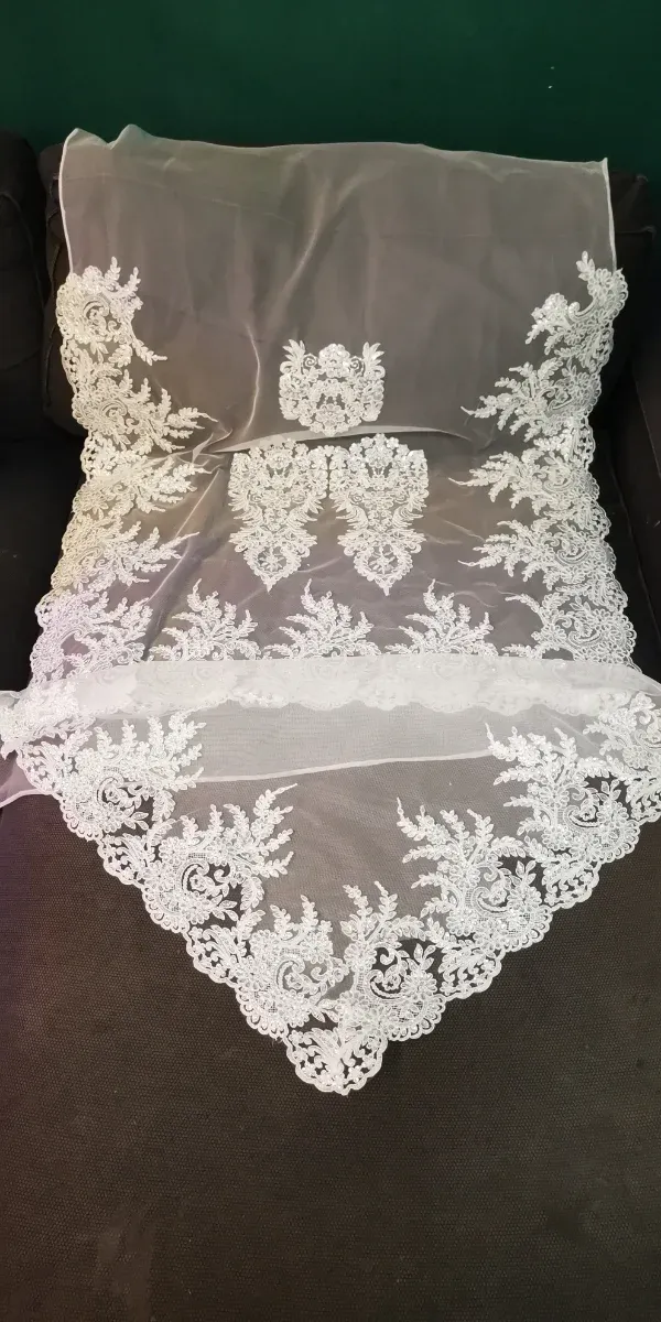 Manteletas Fallera Adulta Plata y Blanco