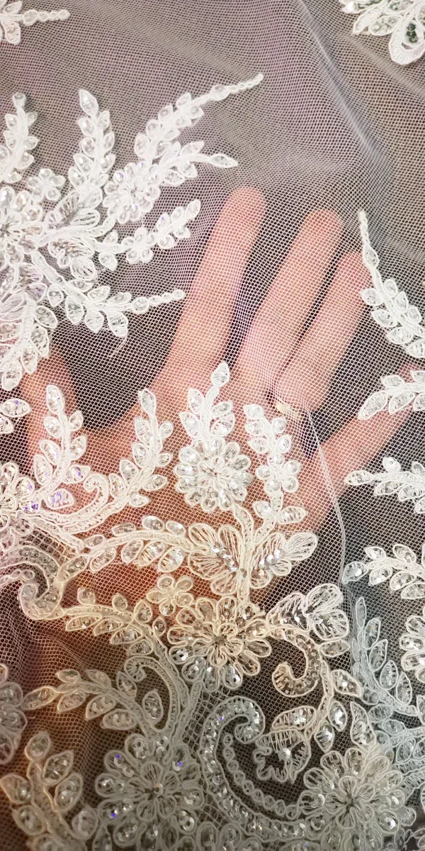 Manteletas Fallera Adulta Plata y Blanco