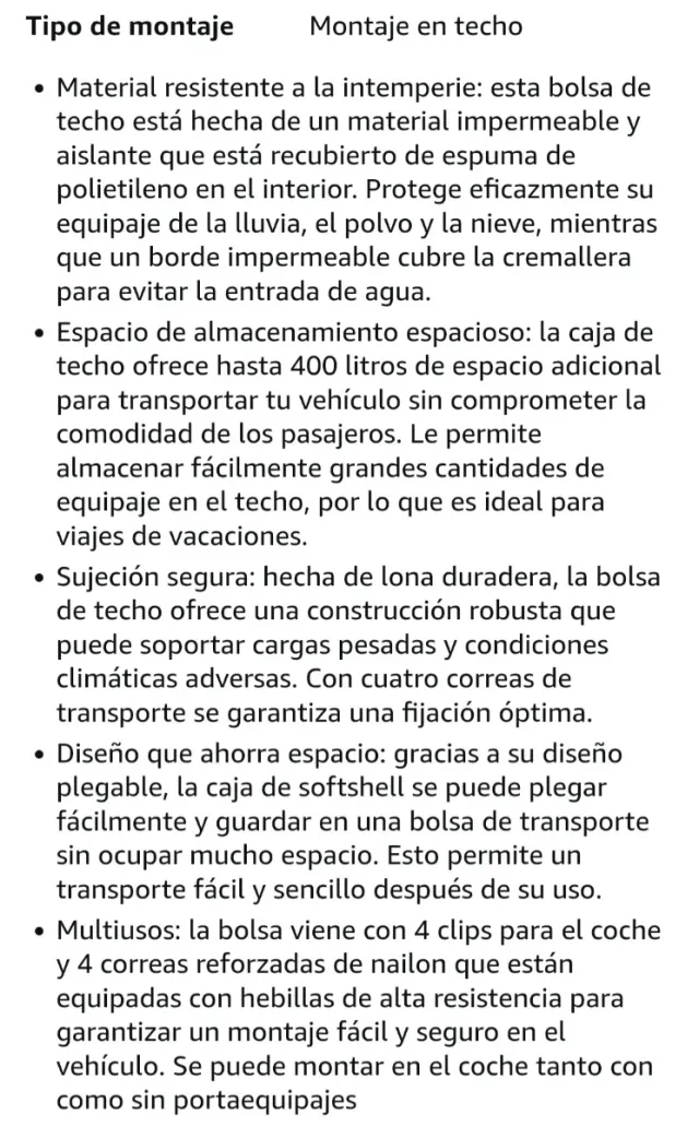 Baúl de Techo para Coche FANTASK 400L Negro