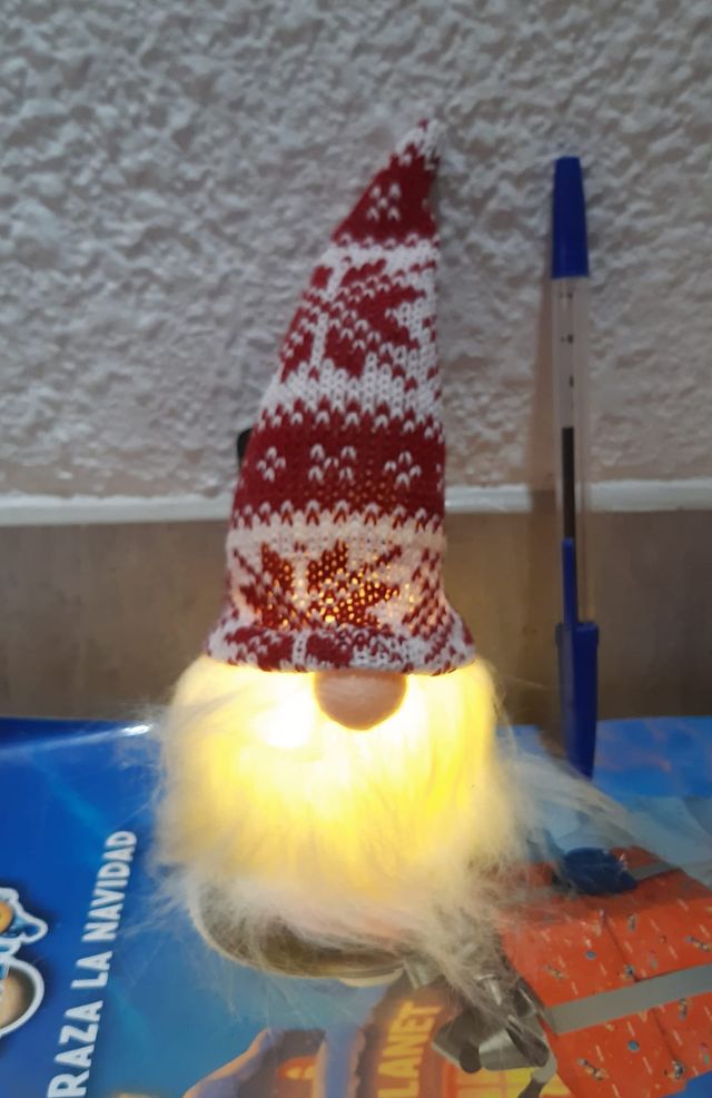 Gnomo adorno Navidad Blanco y Rojo Led.