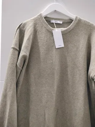 Vestido punto Mango Talla única verde oliva