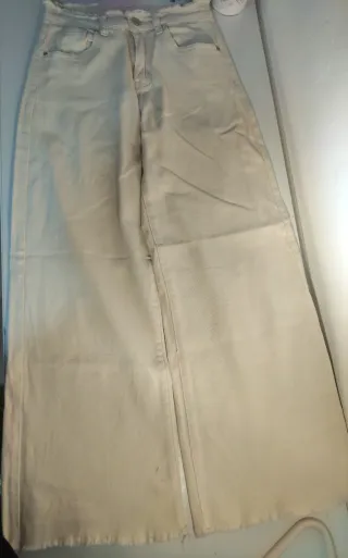 Pantalón ancho beige mujer talla S
