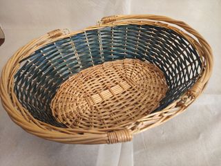 Cesto vimini blu e marrone