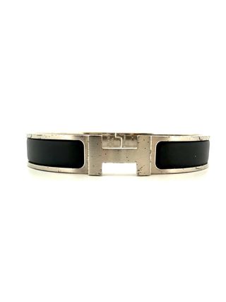 Brazalete Hermès Clic H Negro/Plata