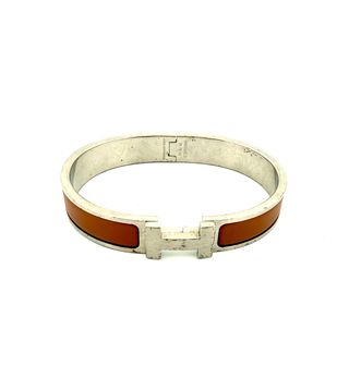 Brazalete Hermès Clic H Marrón y Plateado