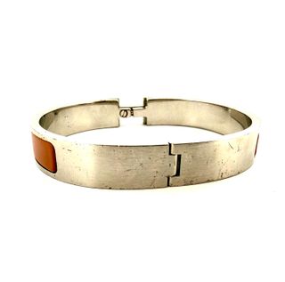 Brazalete Hermès Clic H Marrón y Plateado
