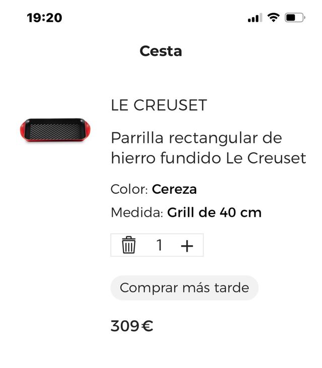 Parrilla Le Creuset Rectangular Cereza