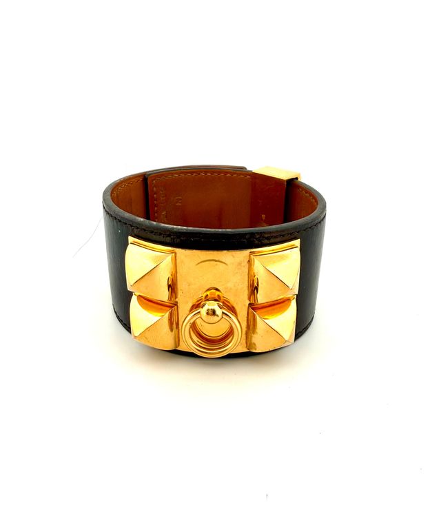 Brazalete Hermès Collier de Chien Negro/Oro