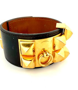 Brazalete Hermès Collier de Chien Negro/Oro