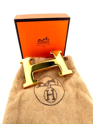 Hebilla Hermès Dorada con Caja y Bolsa