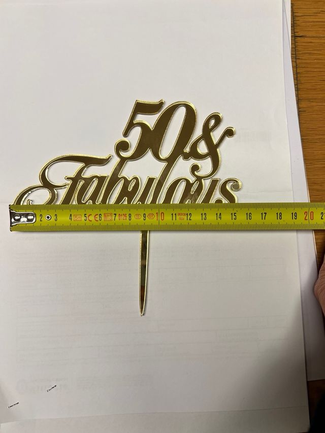 Topper torta 50 anni oro in plexiglas 