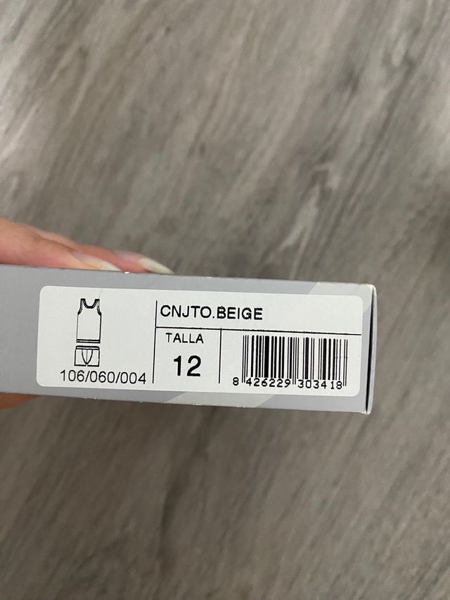 Conjunto camiseta interior y calzoncillo 12 años