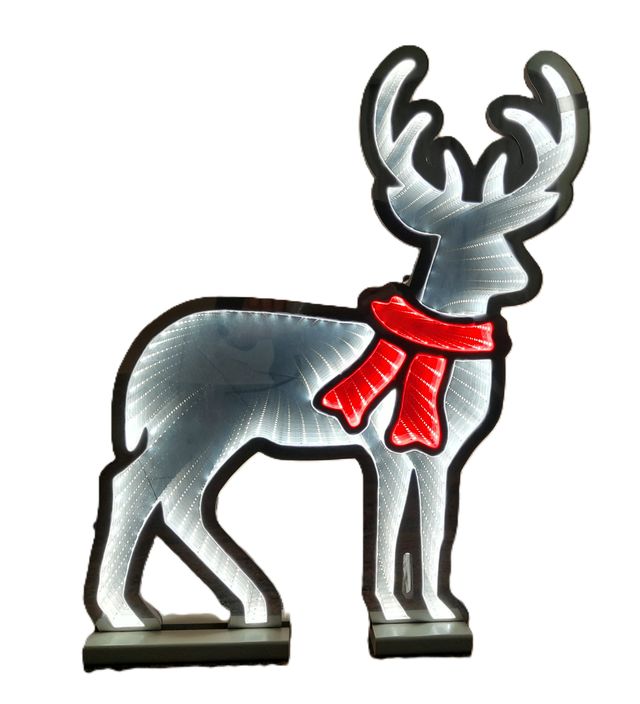 Renna LED Natale Bifacciale con Sciarpa Rossa