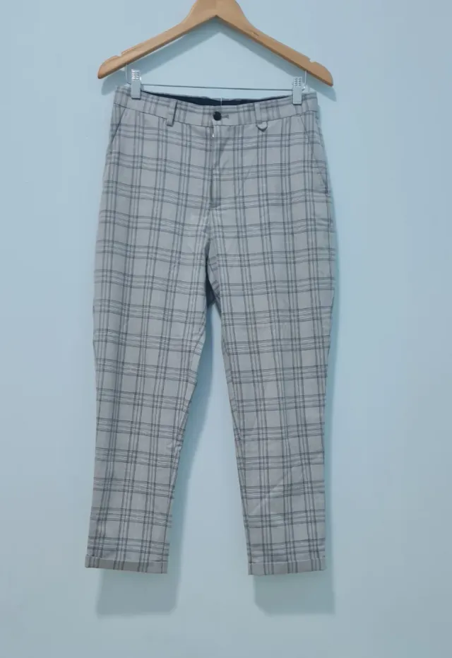 Pantalones Zara Hombre Cuadros Gris