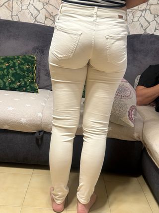 Pantalones Massimo Dutti Beige Mujer