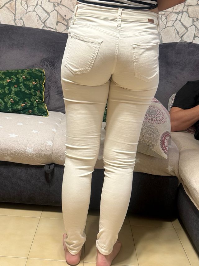 Pantalones Massimo Dutti Beige Mujer