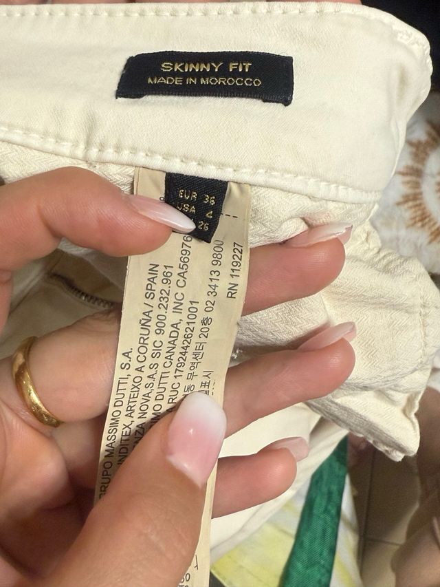 Pantalones Massimo Dutti Beige Mujer