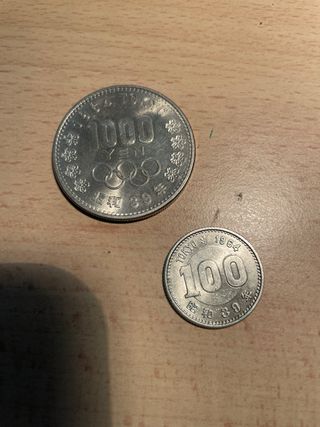 Monete 1000 e 100 Yen Tokyo 1964 Ag